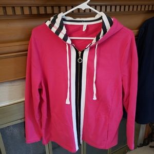 Womens size large light weight hooded sweat jacket